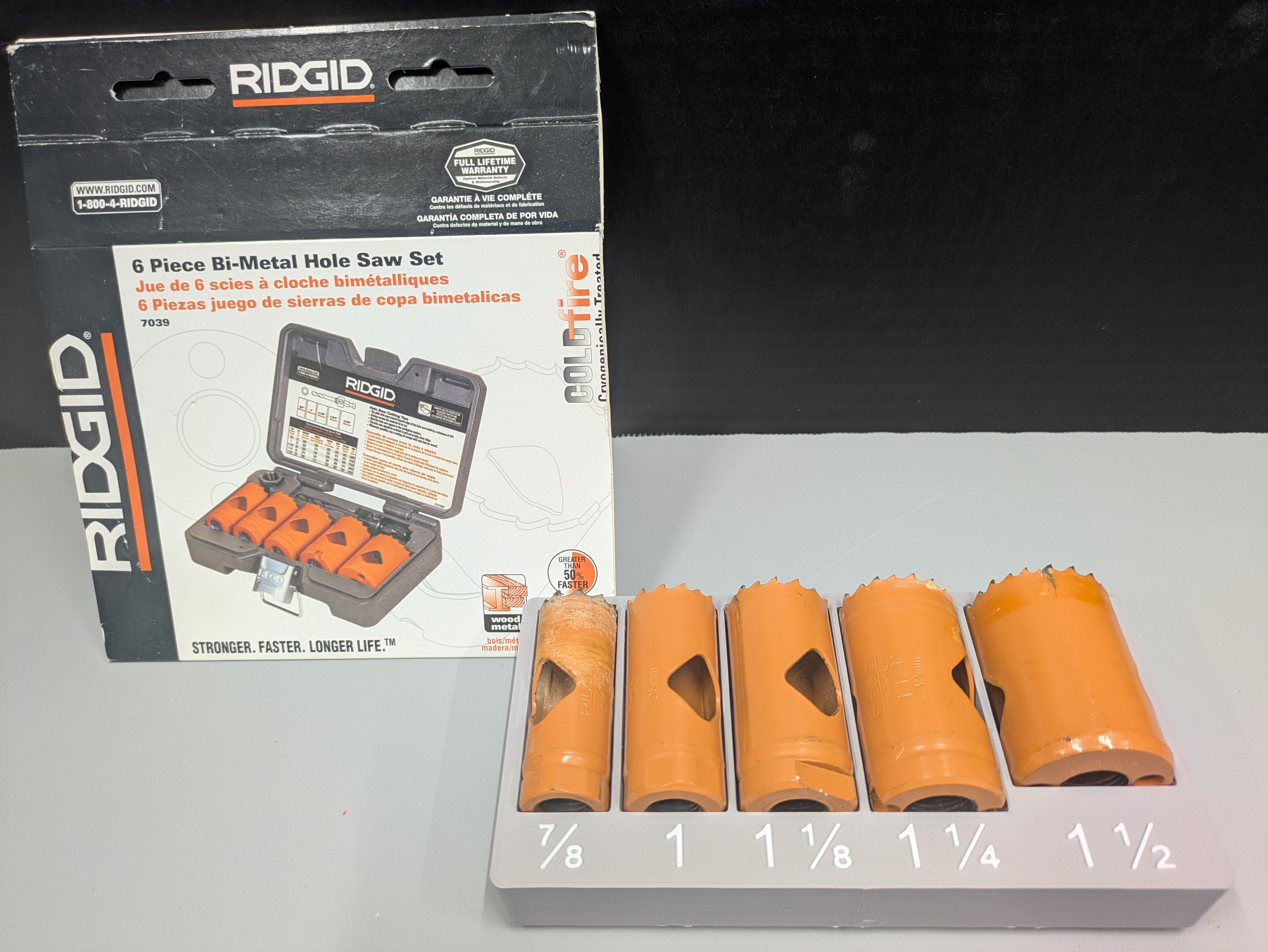 Rigid hole saw set Gridfinity