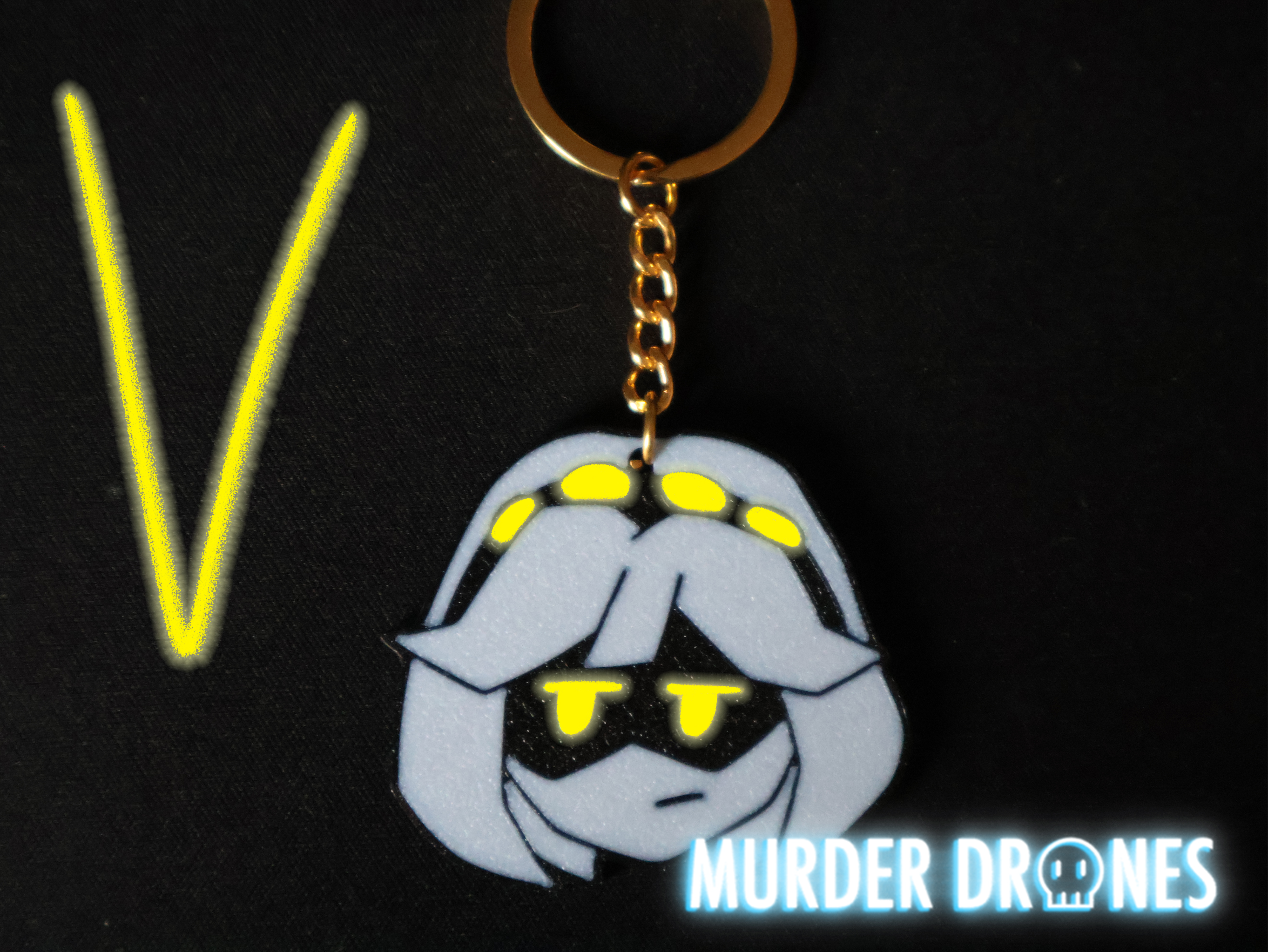 V Keychain Murder Drones Glitch pin