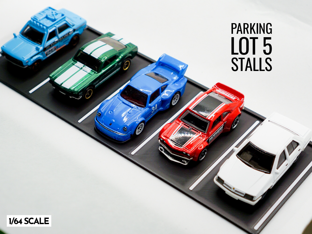 Parking Lot (5 Stalls) - 1:64 Scale Diorama