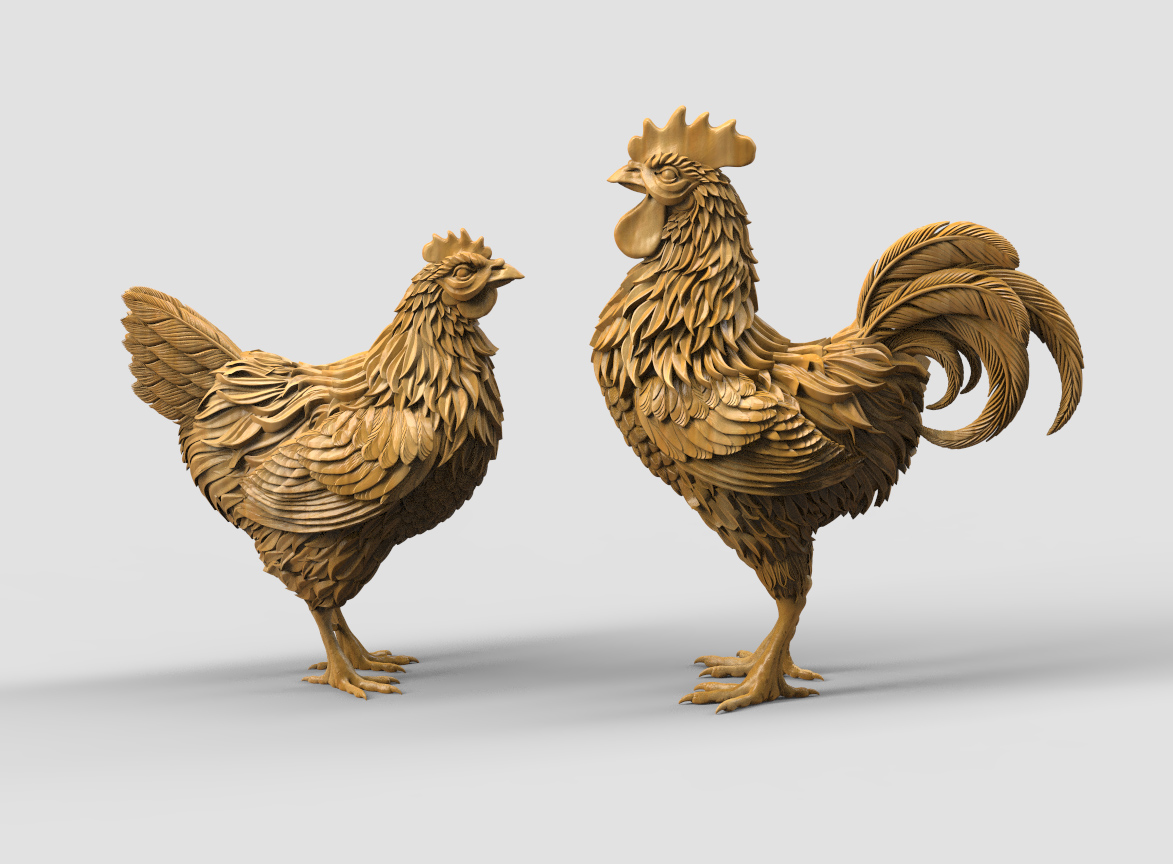 rooster and  hen