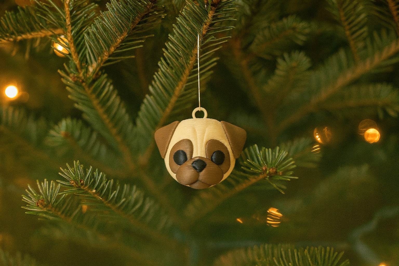 Pug-head Christmas ornament