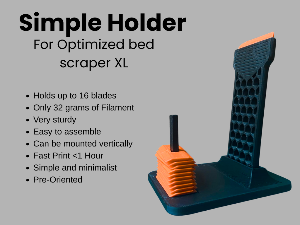 Simple Optimized Bed Scraper XL Blade and Handle holder