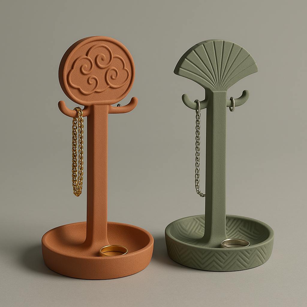 Harmony Jewelry Holders with Elegant Cloud and Fan Patterns