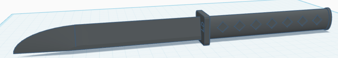 print in place mini katana.    (may need to be scaled down a little bit.)