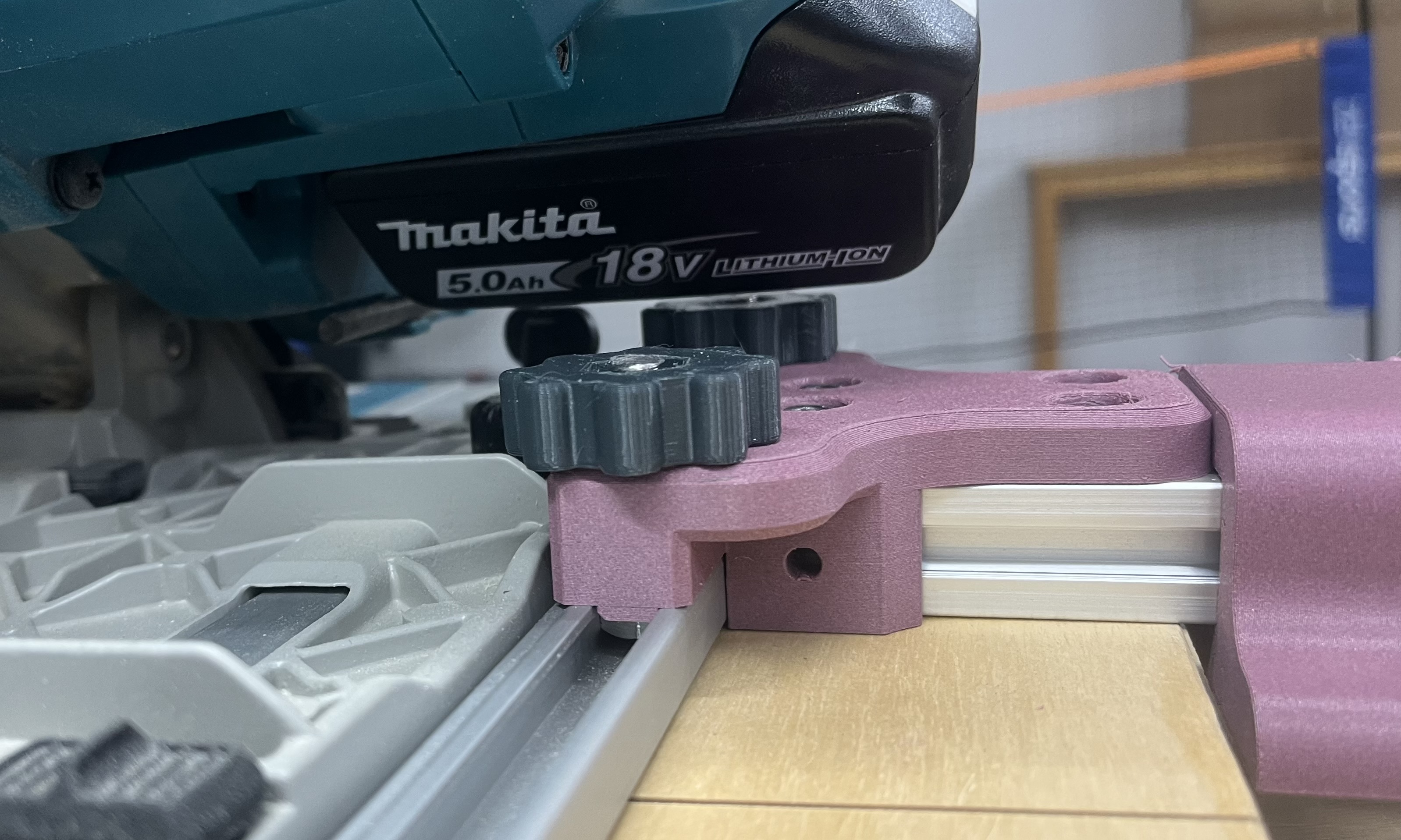 Track saw parallel guide - low profile nut holders