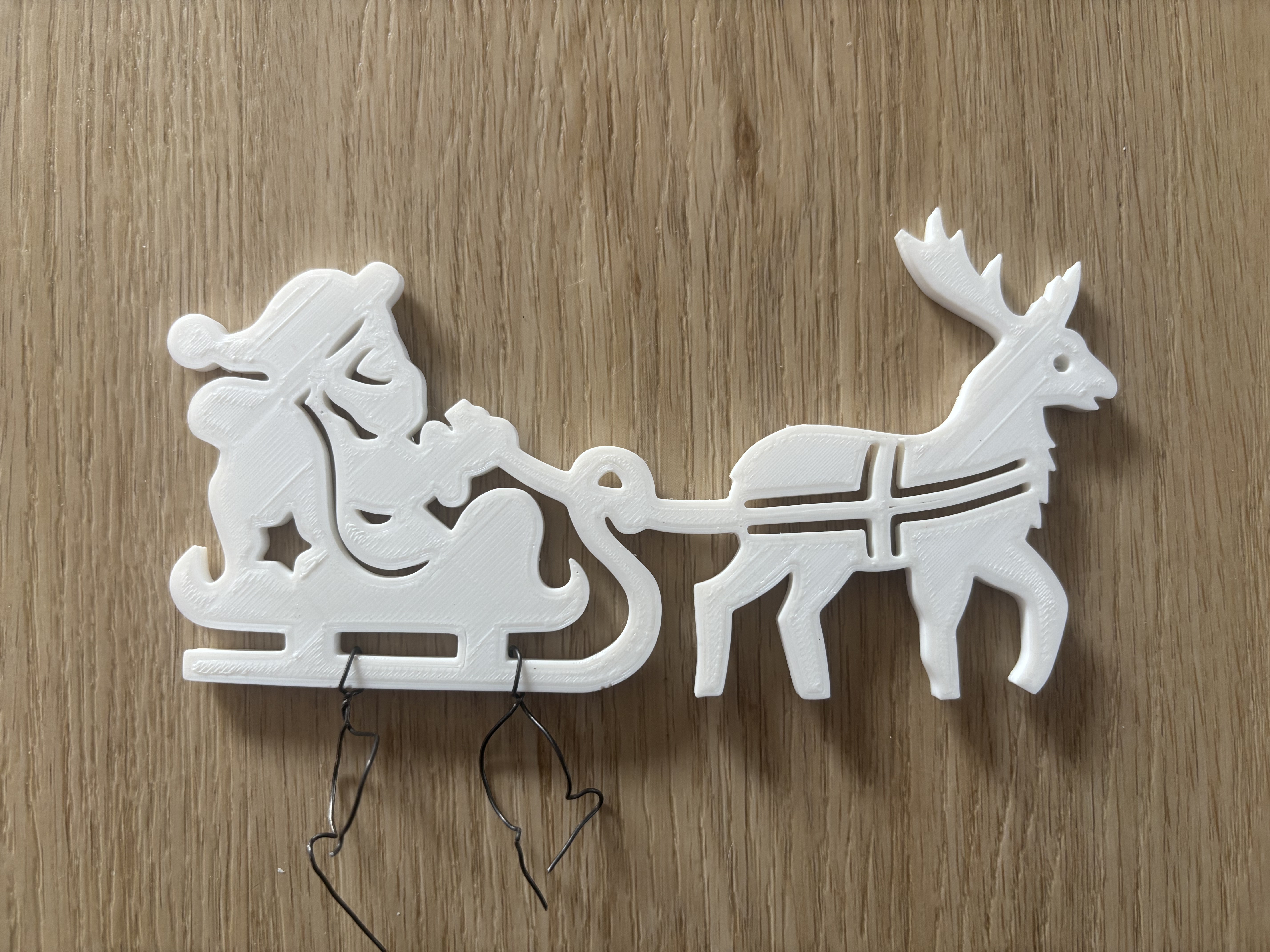 Christmas Santa with sleigh and reindeer – Hangable Ornament / Wallart Decoration