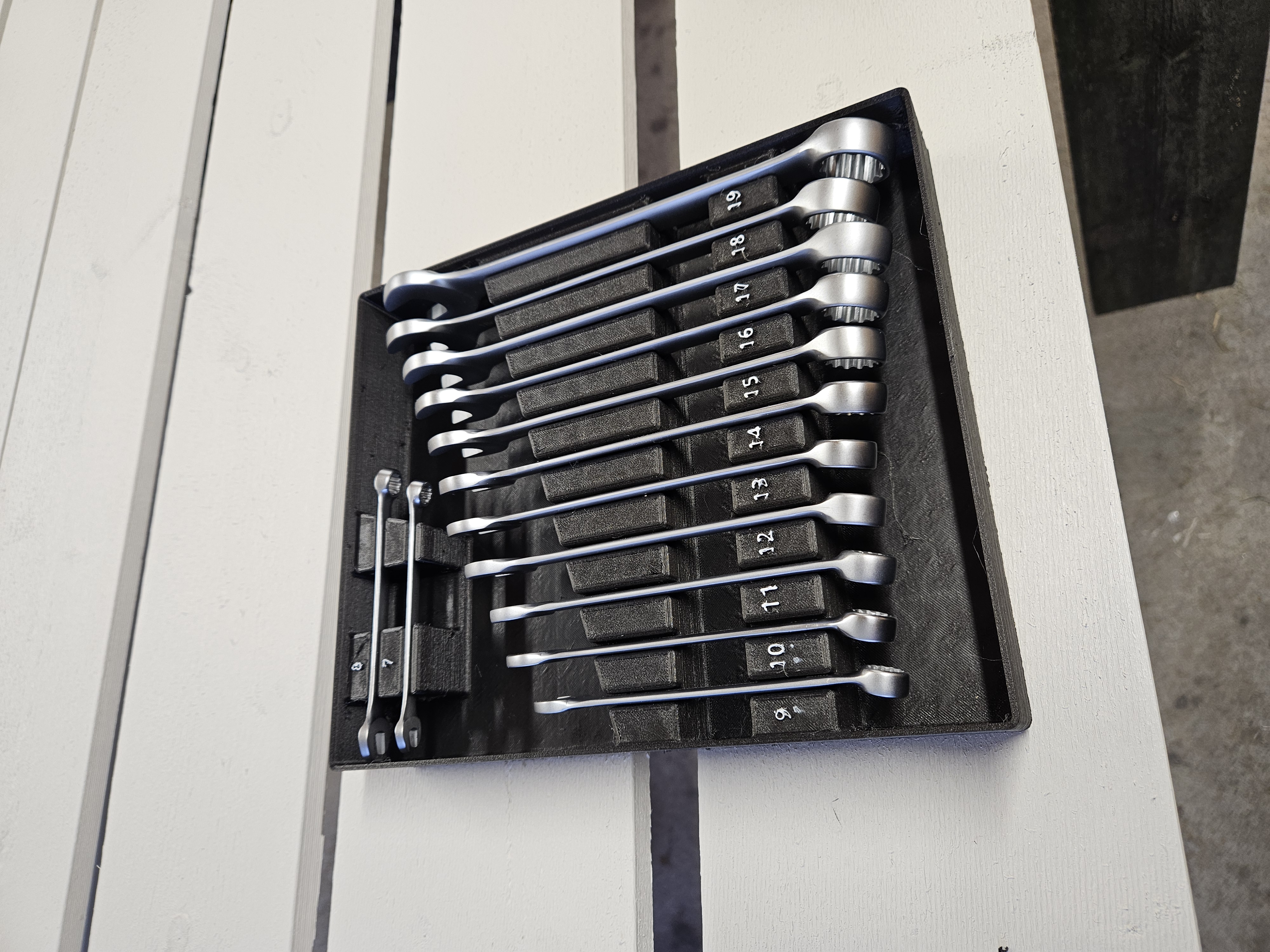 Biltema 8–19 mm + 7mm Wrench Organizer for Gridfinity (6x5) Compatible with Art. 10-500 & 10-584