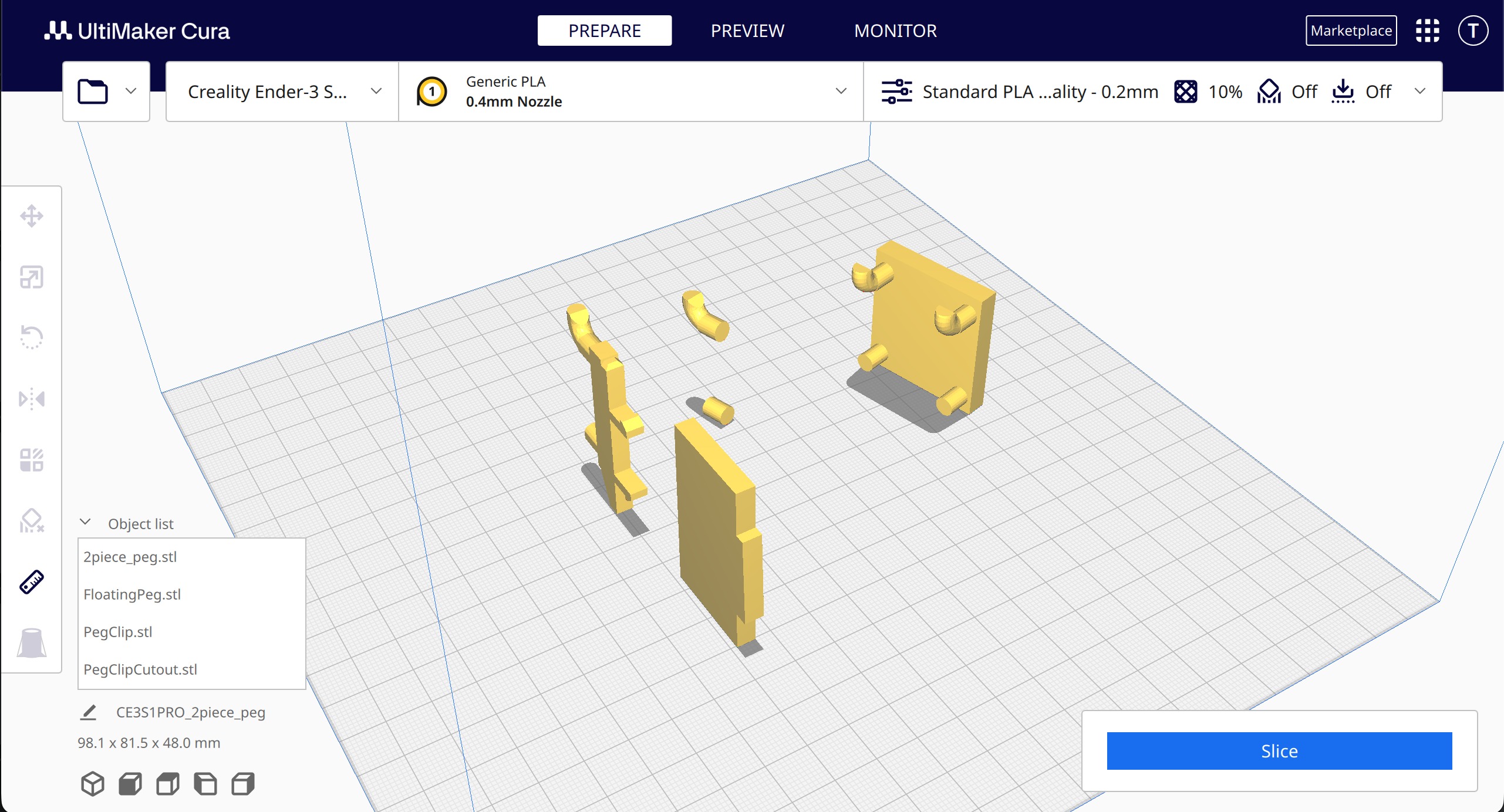 1 inch Pegboard Template Components