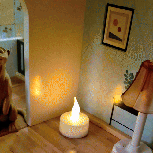 Dollhouse fireplace stove for LED tea candle