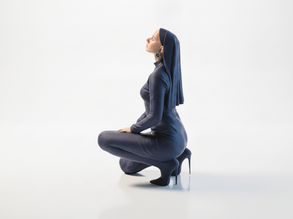 Praying Nun Figurine Female Religious 3D Printable