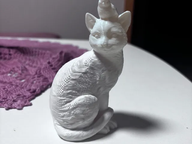 Bird Perched on Cat Figurine