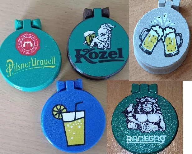 Víčko plechovky piva Pilsner a Kozel , Radegast, limonáda , Pilsner and Kozel ,Radegast , limonade  beer can lid