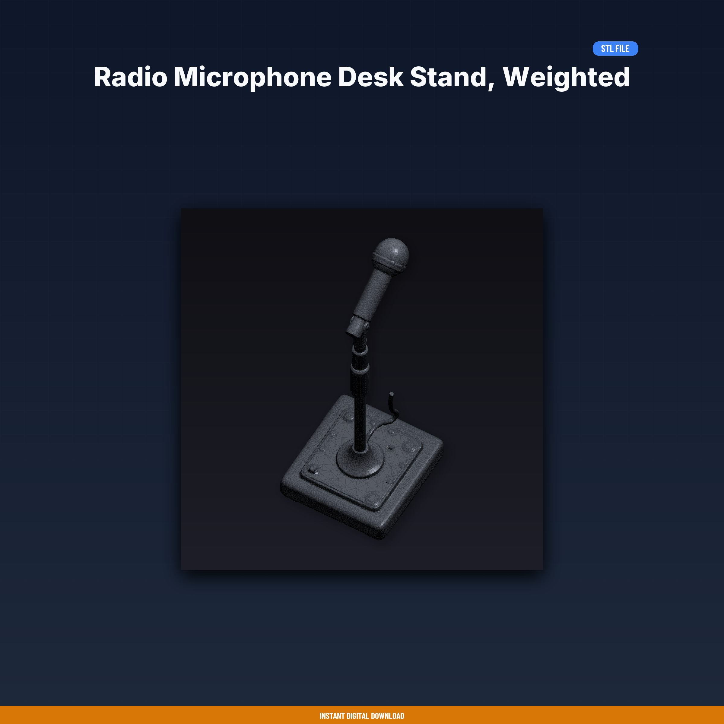 Radio Microphone Desk Stand, Weighted Base, Gooseneck Holder, Ham - 3D Printable STL File