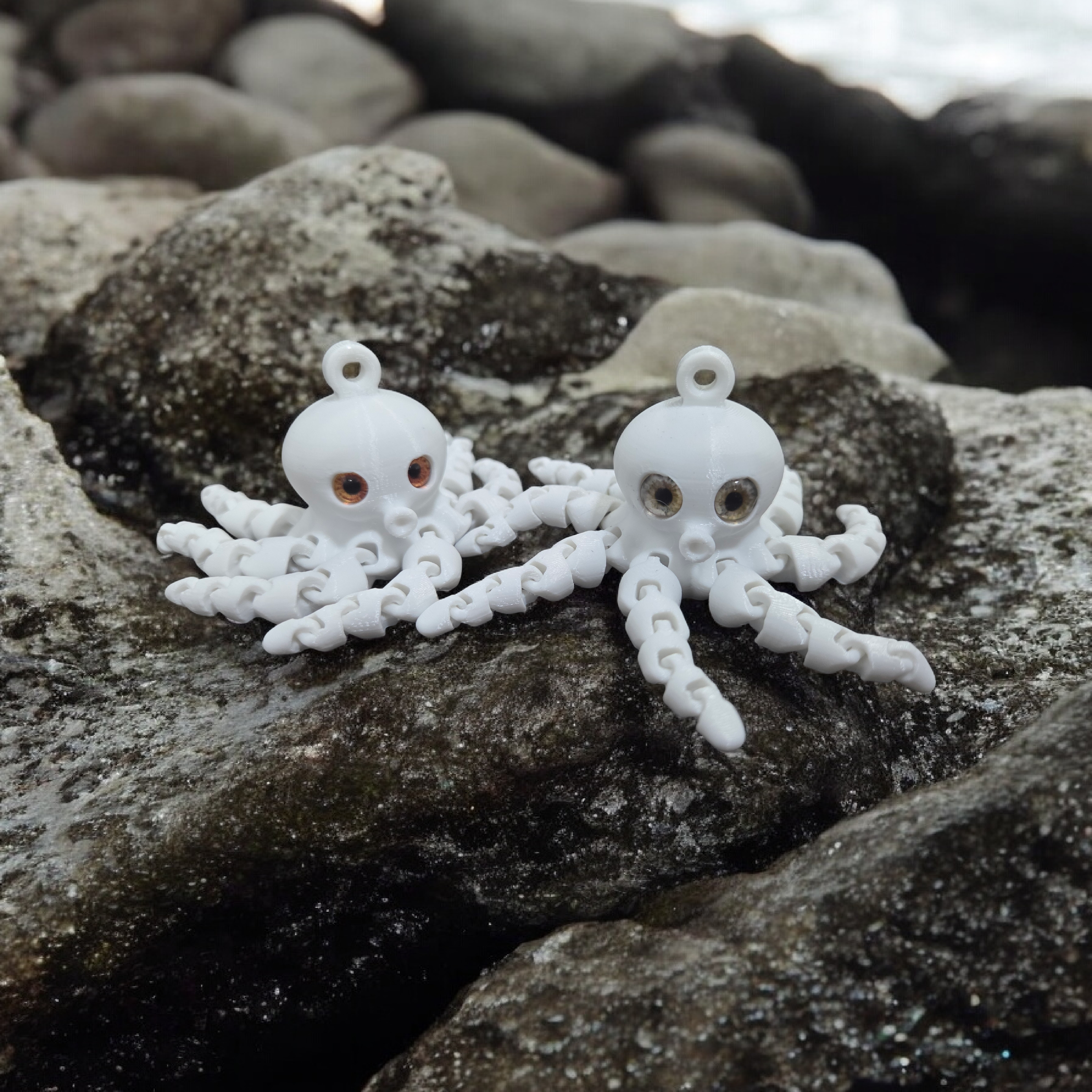 Articulated Octopus Keychain - 6mm + 8mm glass eye compatible