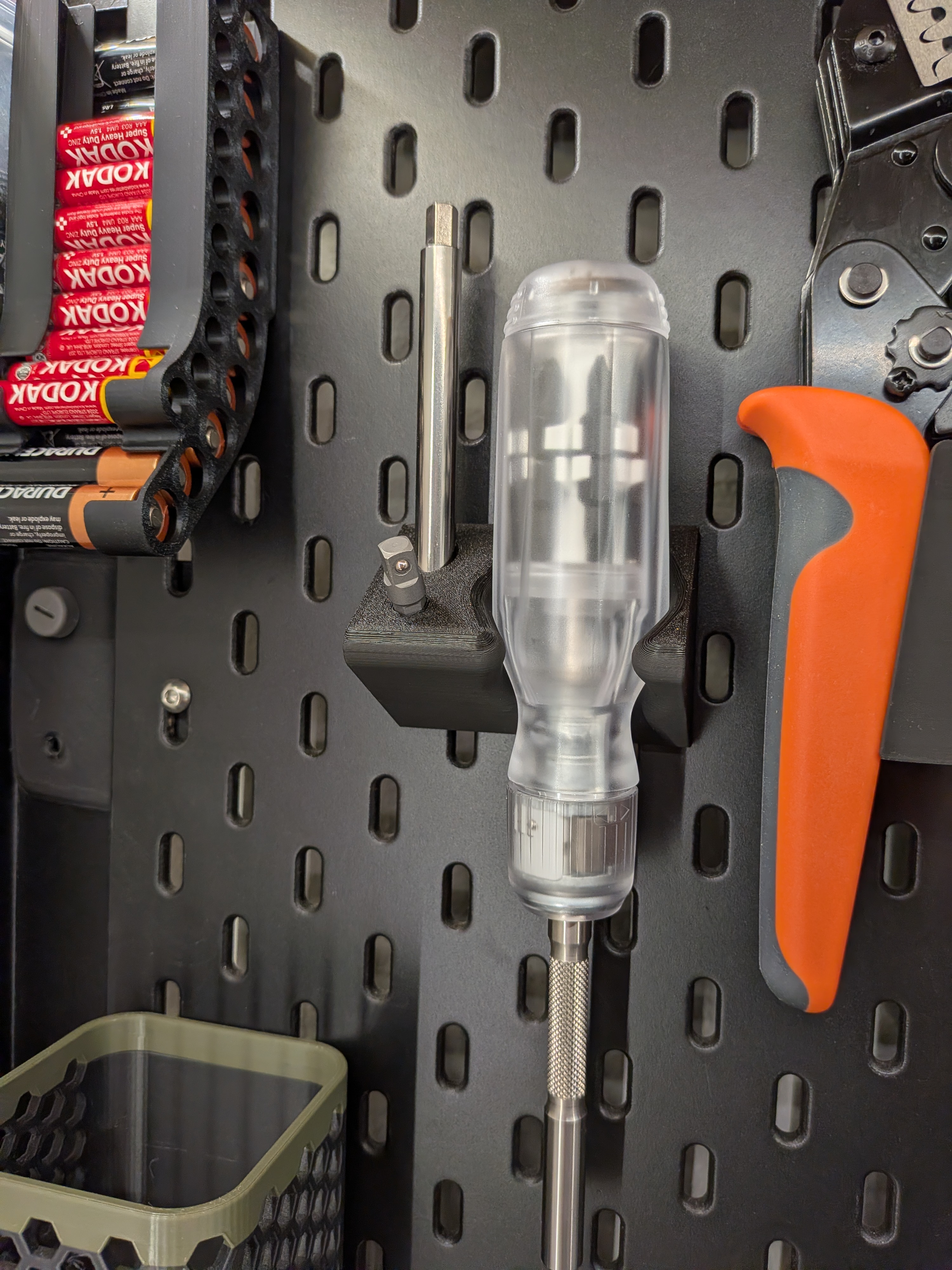 LTT Screwdriver + Extension holder for IKEA SKADIS / UPPSPEL pegboard