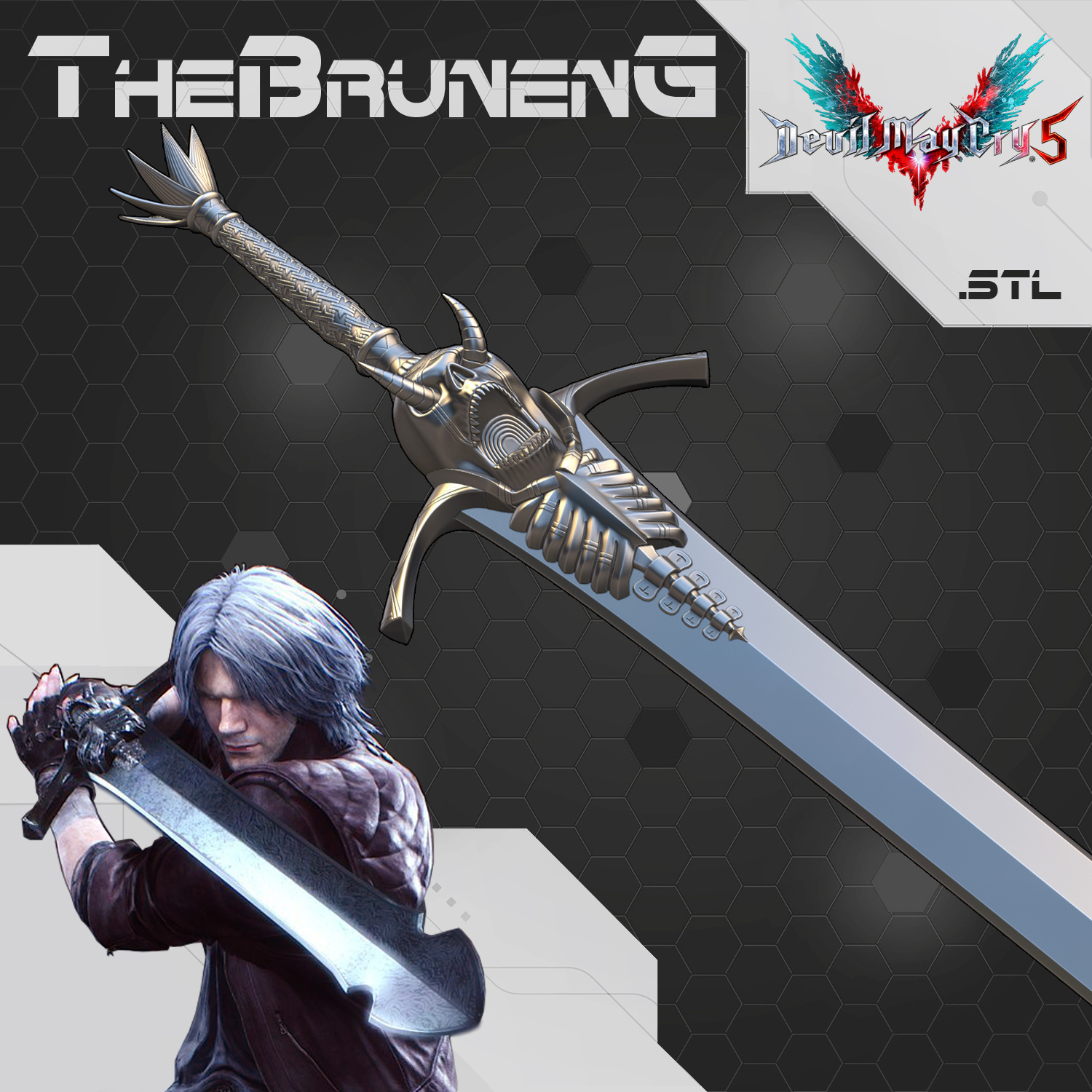 Dante Rebellion sword DMC5 Devil May Cry 5 cosplay 3D print model