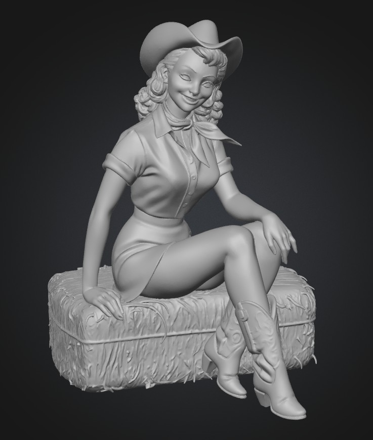 Cowgirl on Hay Bale