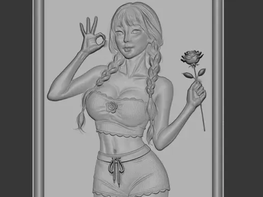 Aesthetic Beauty Girl – 3D Card Decor STL | Feminine Wall Art