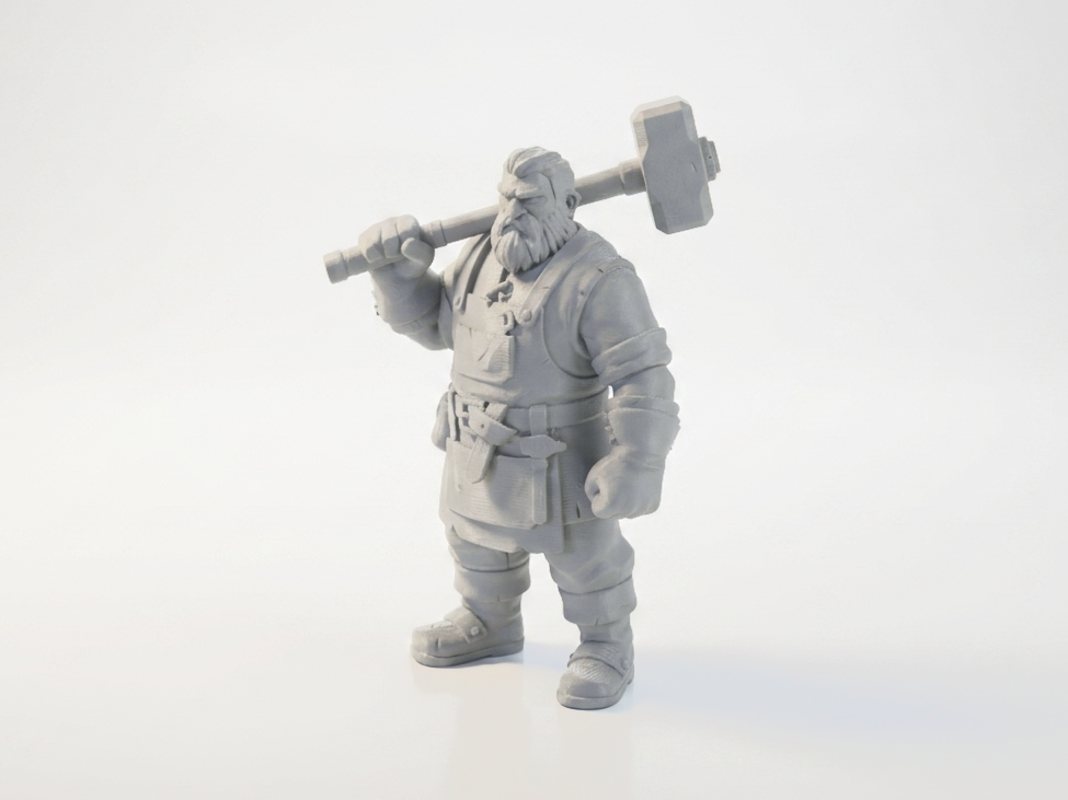 Mason Dwarf Warrior Fantasy Figurine 3D Printable