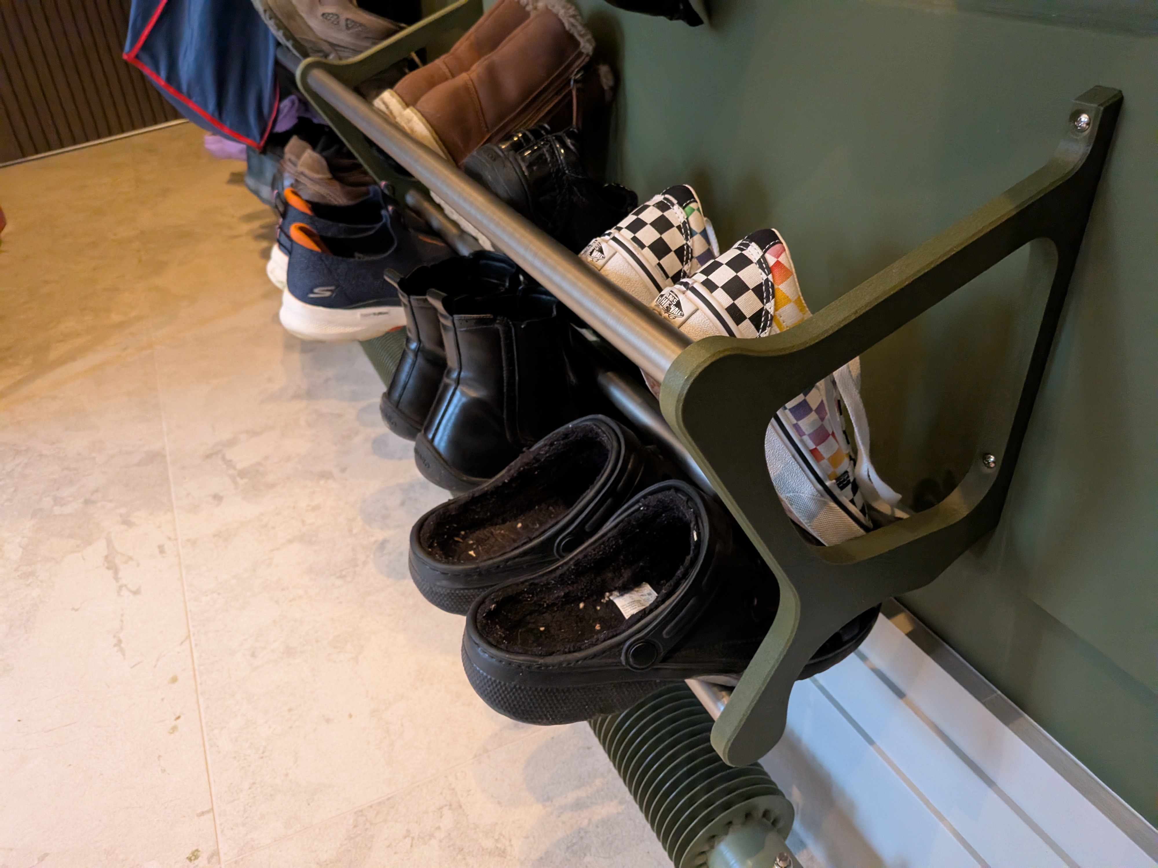 Two Tier Space Saving Shoe Rack / Low Profile Shoe Shelf