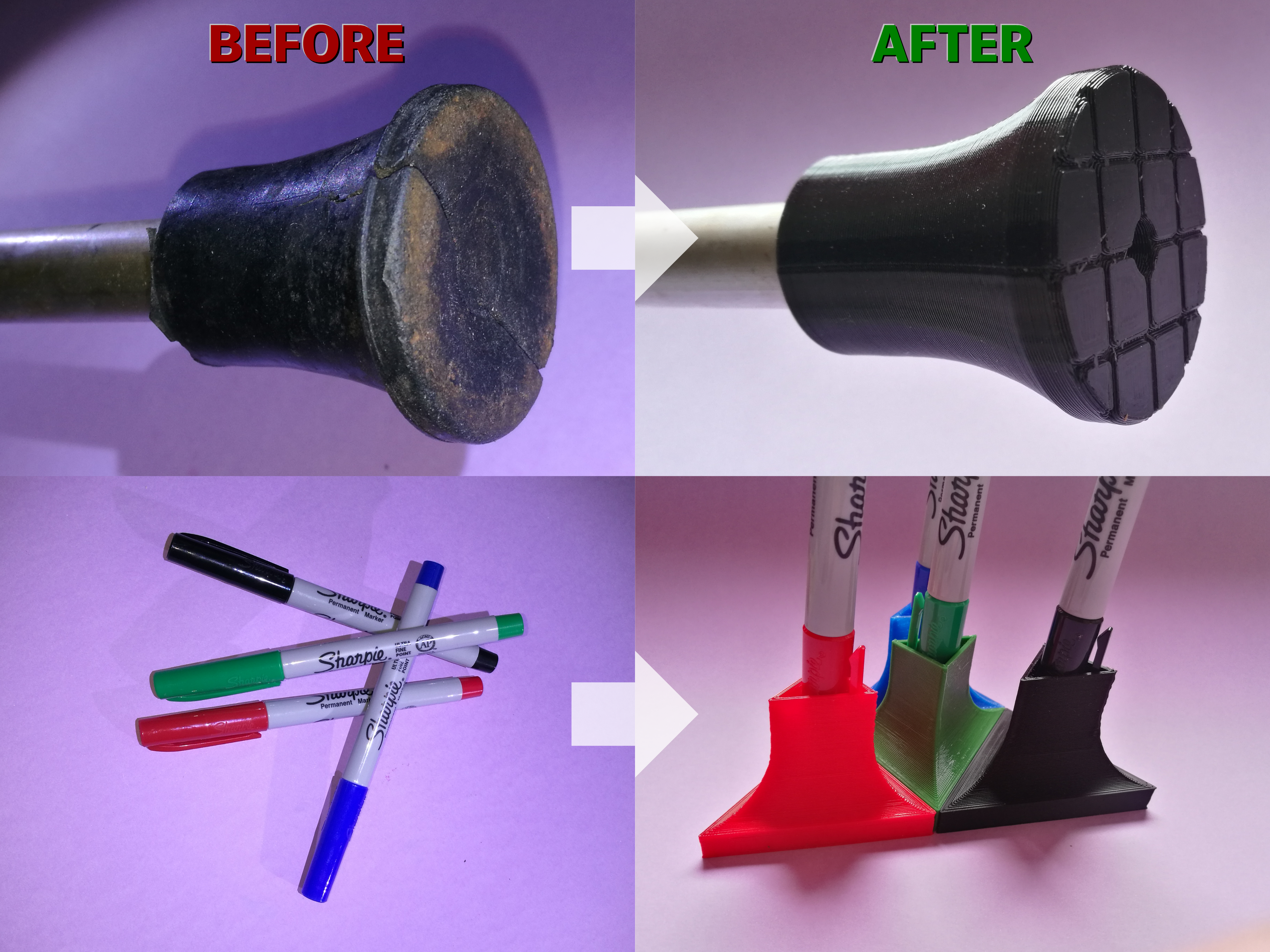 Parametric leg/cane foot or pen holder