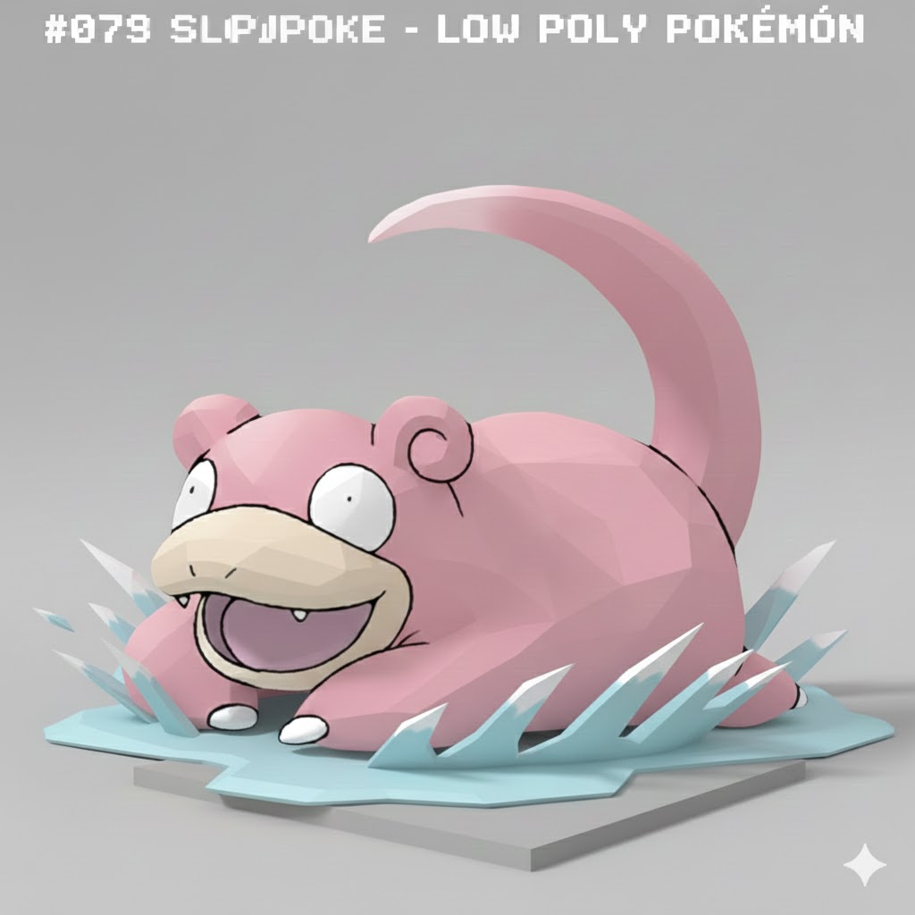 #079 Slowpoke – Low Poly Pokémon