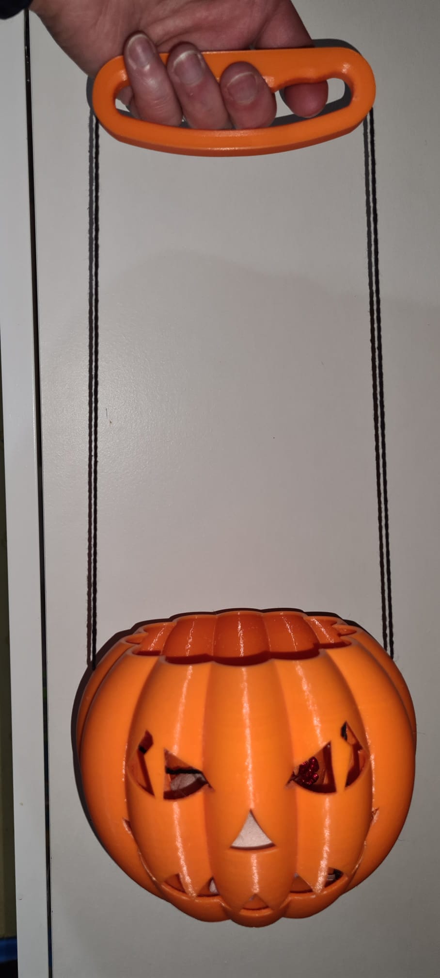 Pumpkin basket with string holes