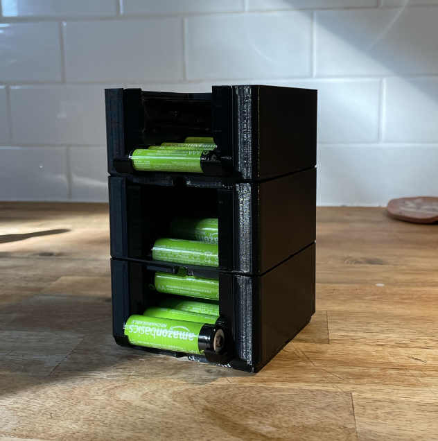 Gridfinity magnet stackable battery dispenser for Amazon Basics batteries