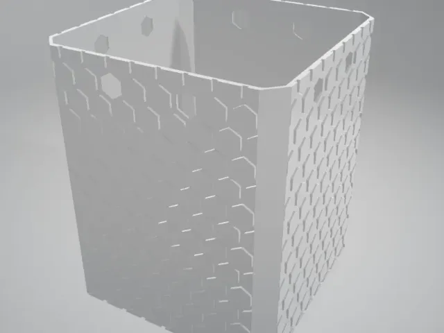 Square waste bin with hex pattern