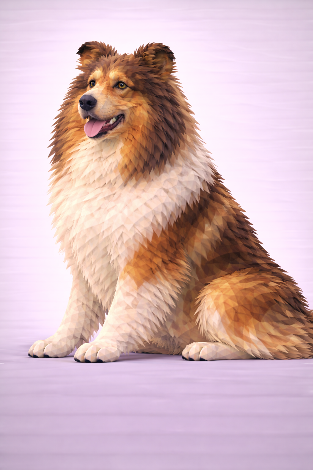 Long-Haired Rough Collie Low Poly