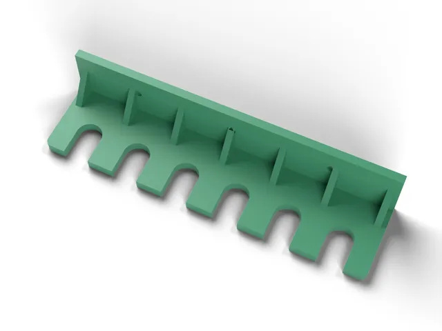 Fishing Rod Rack - Wall Rack for 6 Rods, Pool Cues or Poles, No Supports (OpenSCAD)