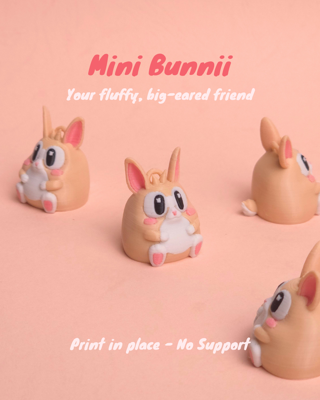 Cute bunny rabbit keychain, no support