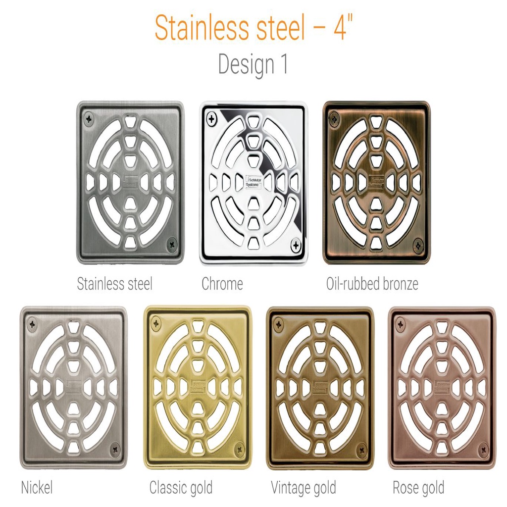 Schluter Systems Kerdi Shower Drain 4" Grate Strainer by leonard