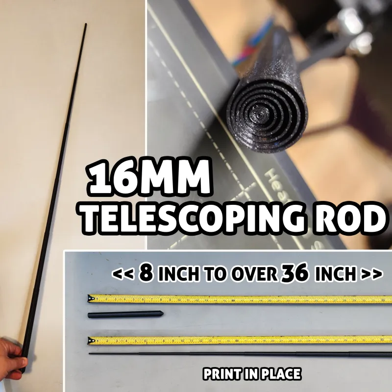 16mm telescoping rod - print in place self contained by Triple G Workshop, Download free STL model