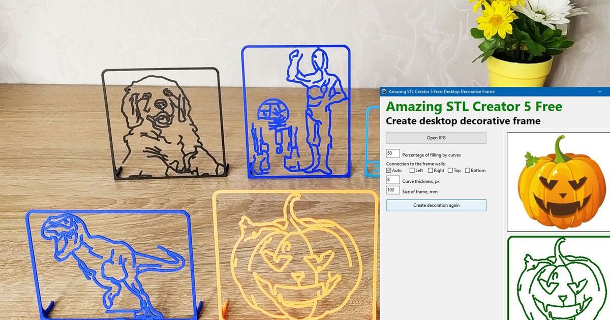 App to turn a photo into decorative frame. Amazing STL Creator 5 (Free