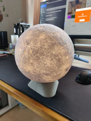 Designer Lithophane Moon Lamp - Concrete Base