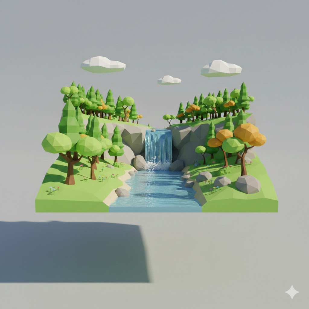 Low Poly Waterfall