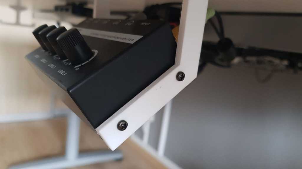 Audio mixer desk mount (Ammoon 4 channel stereo headphone amplifier)