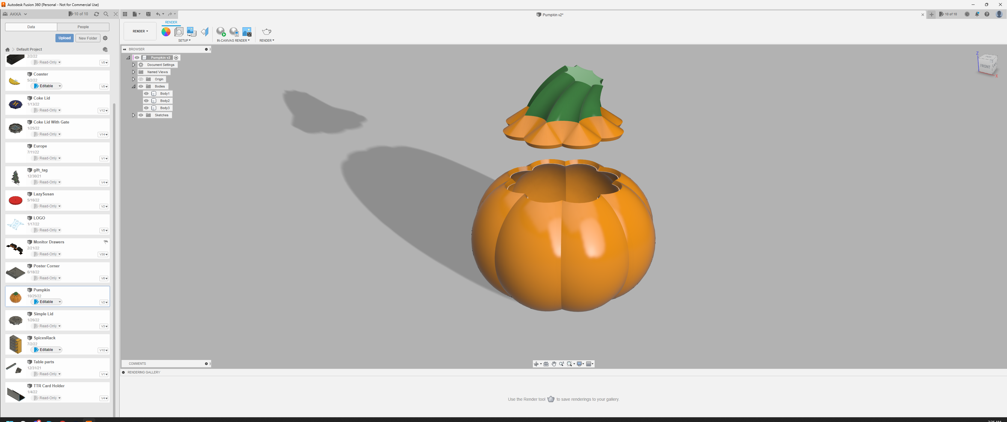 Miniatura 2 do modelo 3D Pumpkin candy box