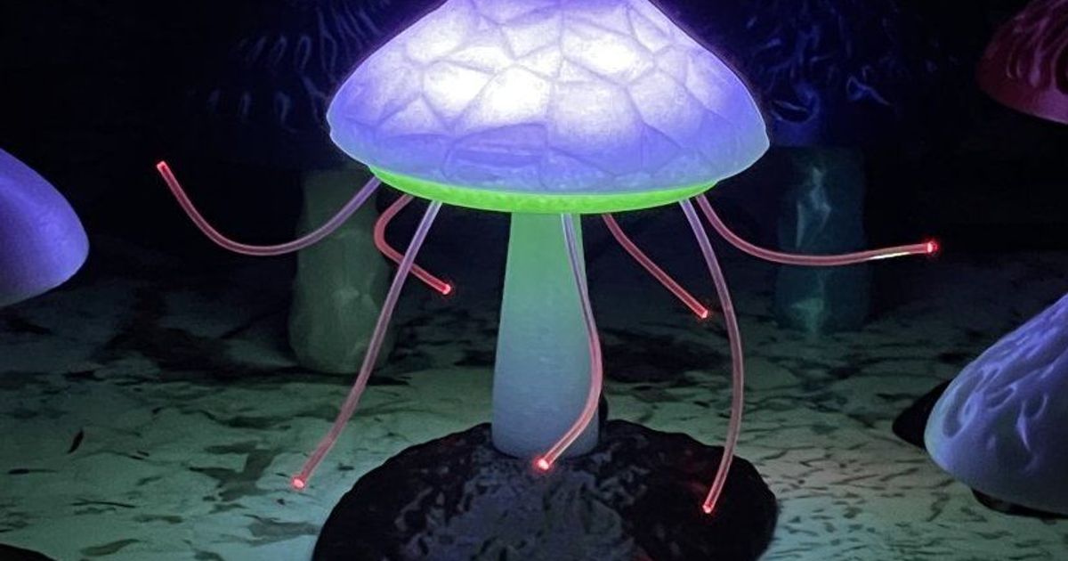 7-Tentacled Fiberoptic Mushroom Lamp - Thingiverse Remix By BlueMage ...