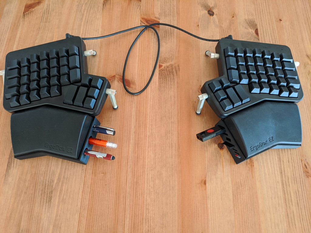 Ergodox EZ Wrist Rest Risers with holders for pens, USBs, SD cards