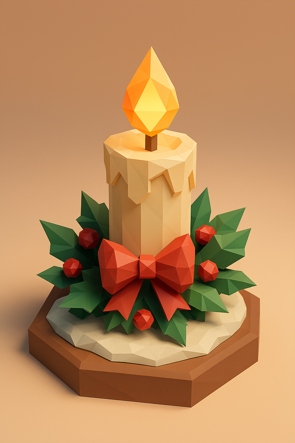 Low Poly Christmas Candle Holder 3D Model