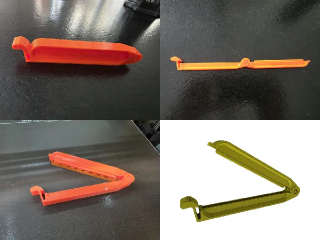 Bag clip with hinge - Opening at 180°