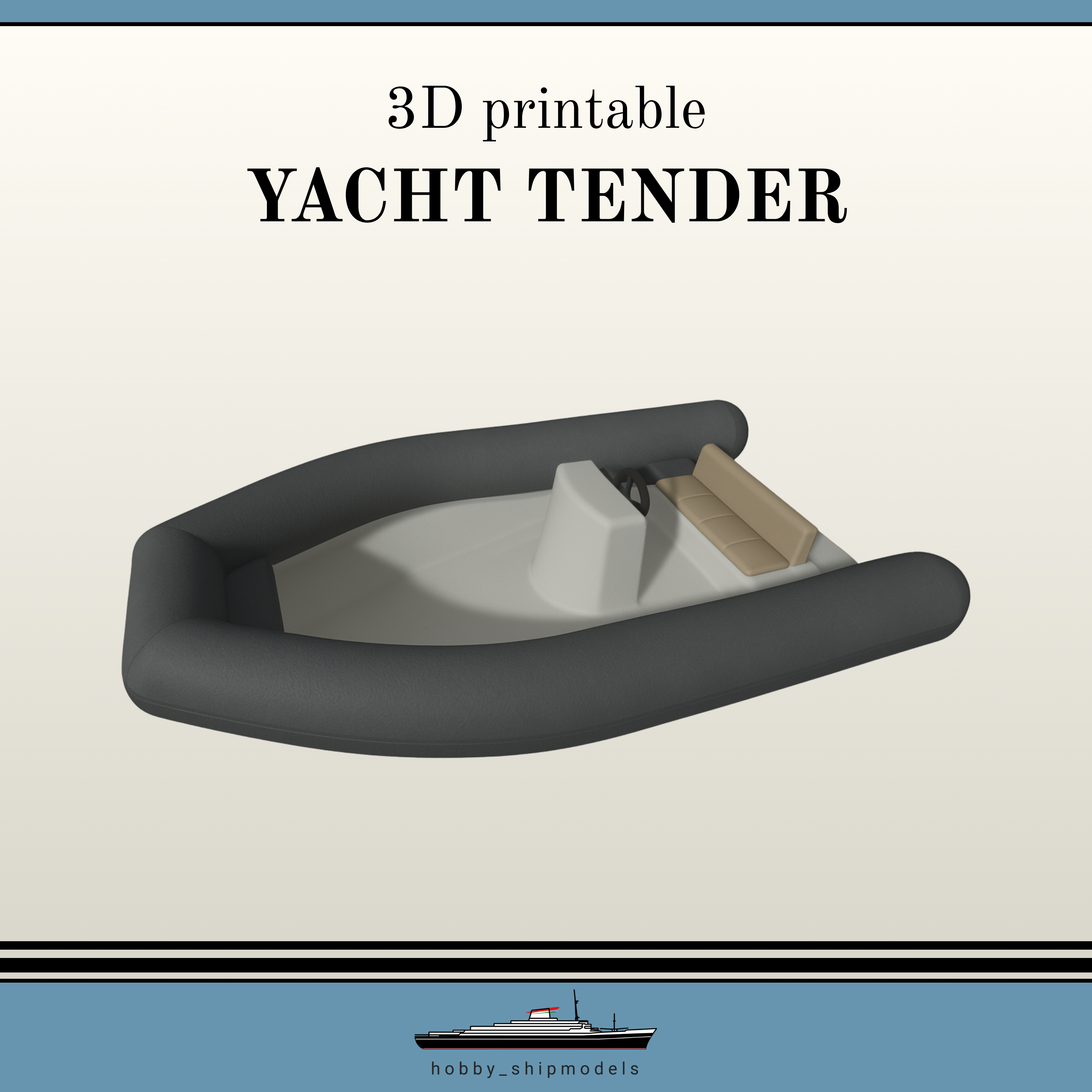 Modern Yacht Tender – 3D Printable Jet Dinghy for Scale Models