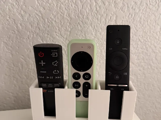 Apple TV and Samsung remote holder.