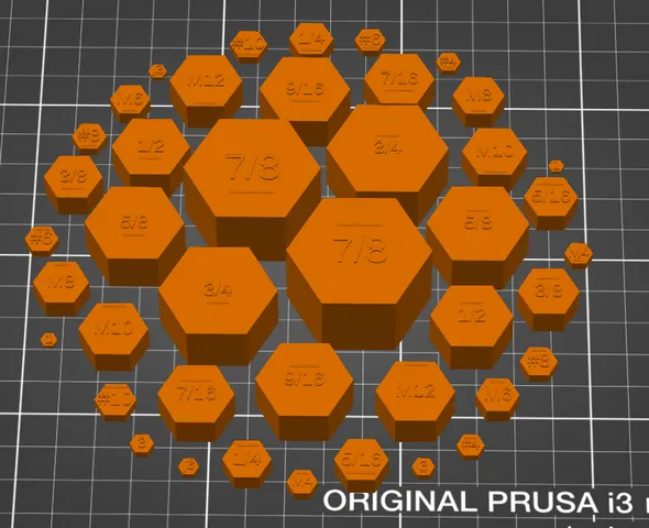 Hex nut min/max size shapes for testing models