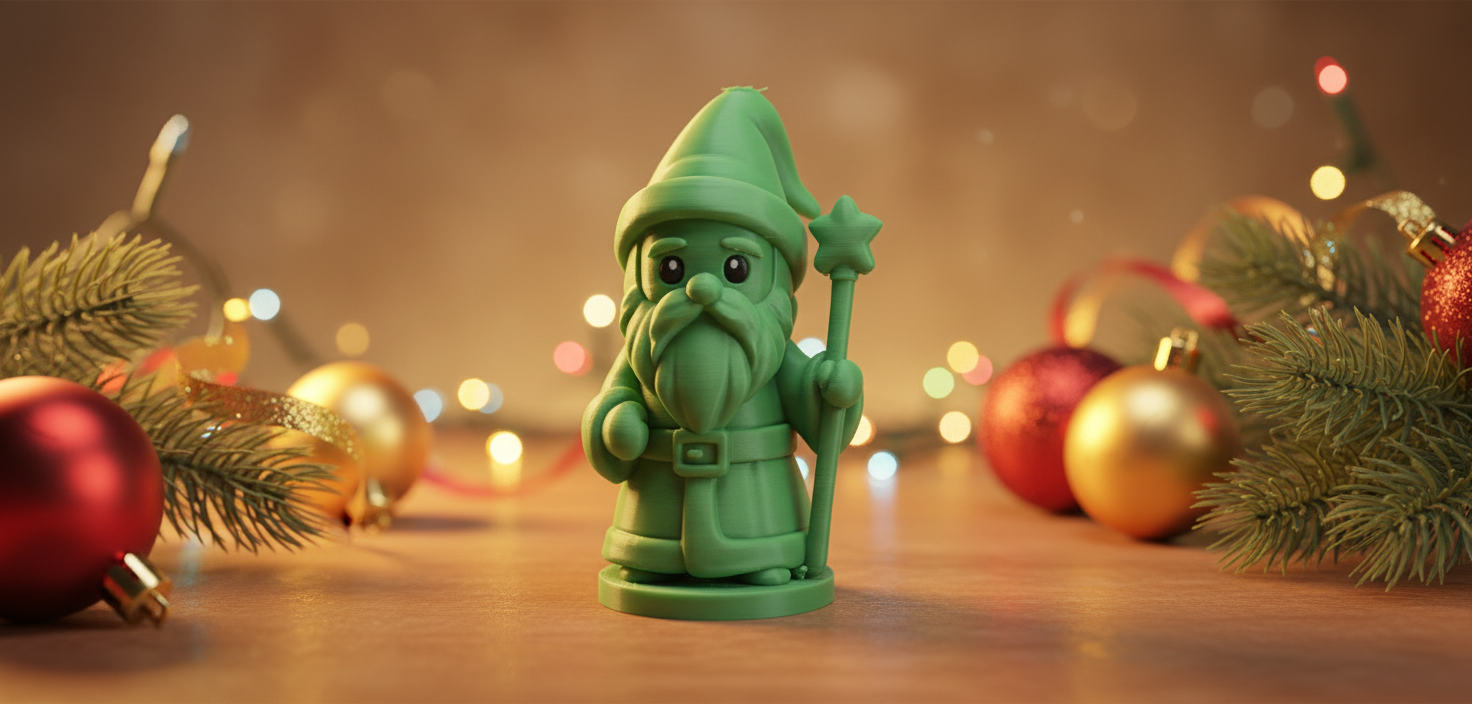 Wizard Gnome with Star Staff Christmas Figuros