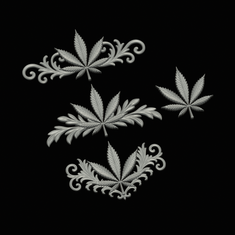 relief set cannabis leaf flower symbol model by Artman | Download free ...