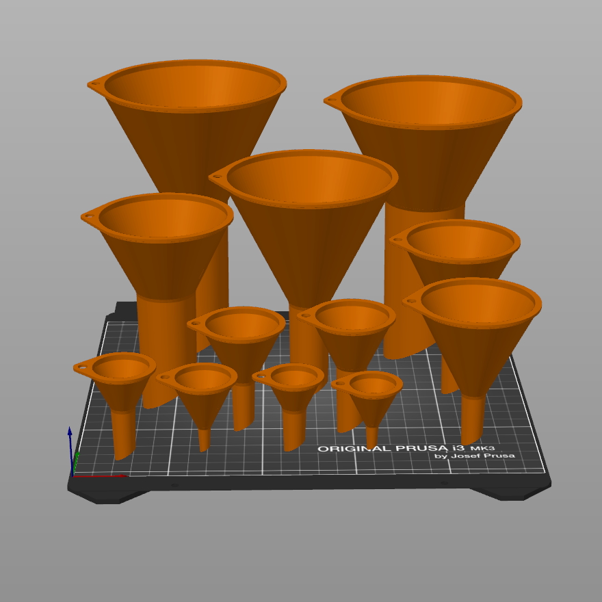 Funnels. Various sizes 25mm to 200mm