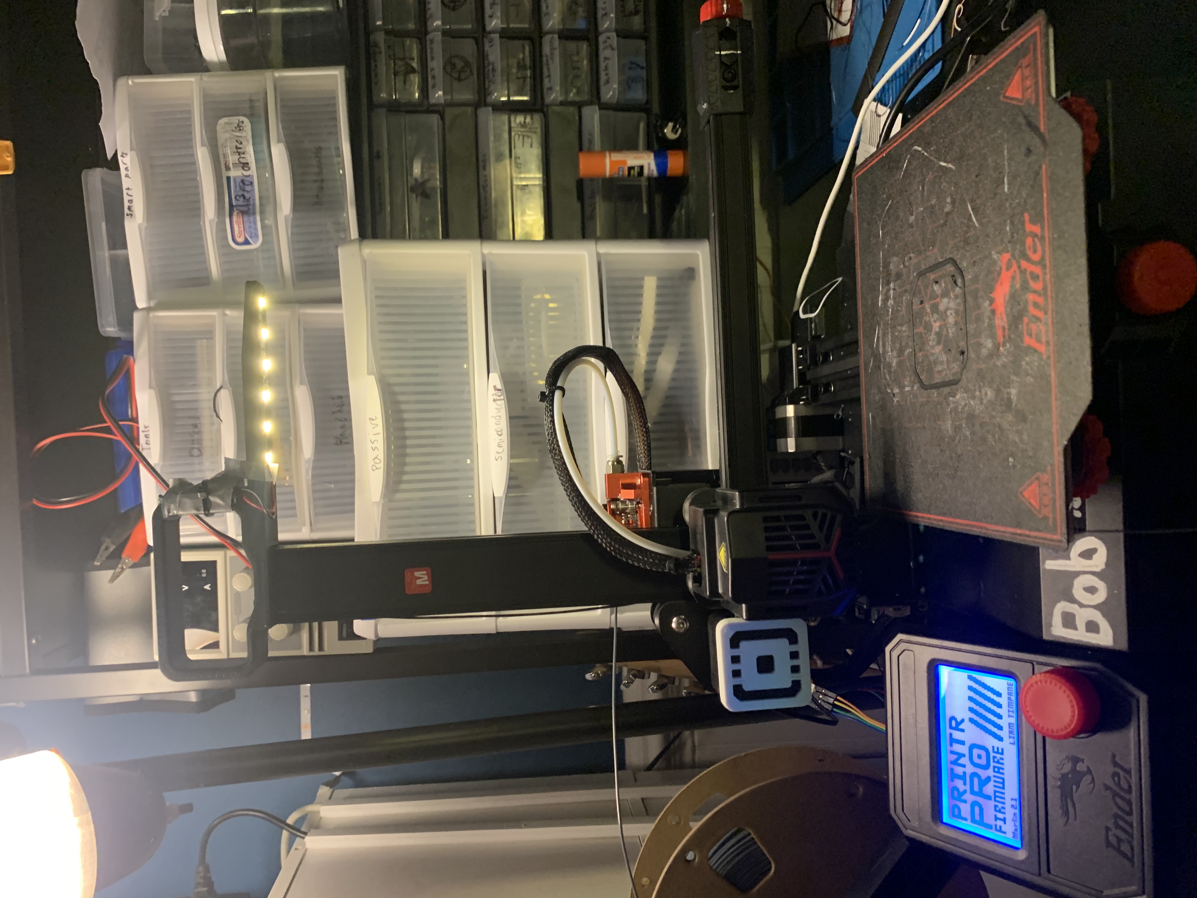 Creality Ender 2 Pro handle with an LED bar